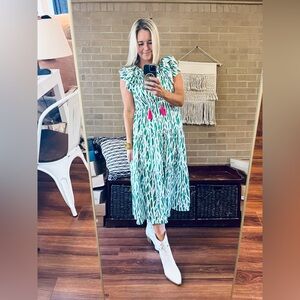 THML Green and White Patterned Blouse